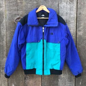 Vintage 90s North Face Color Block Winter Bomber Jacket USA Made Medium